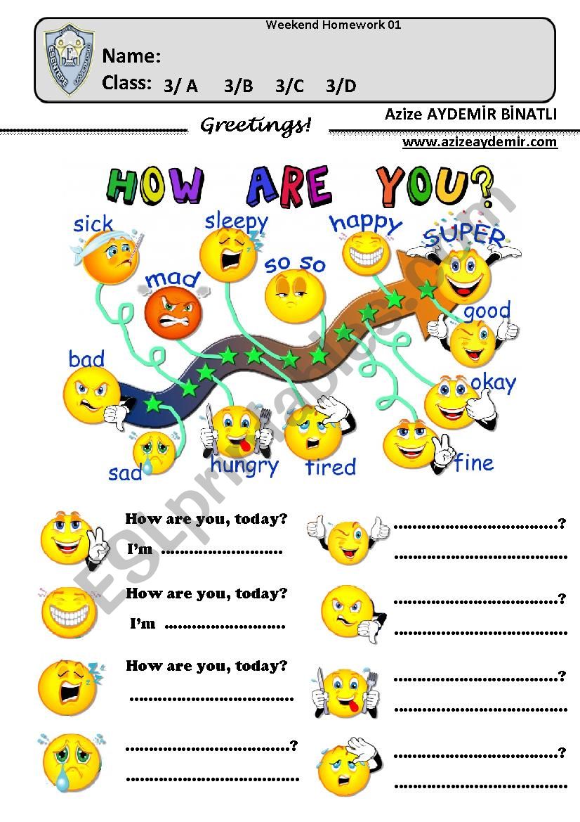 How are you? worksheet