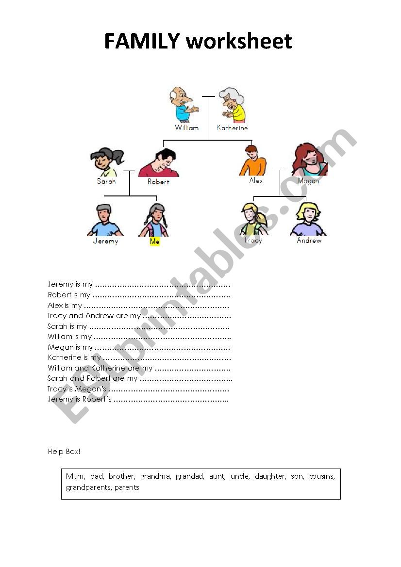 Family relations worksheet worksheet
