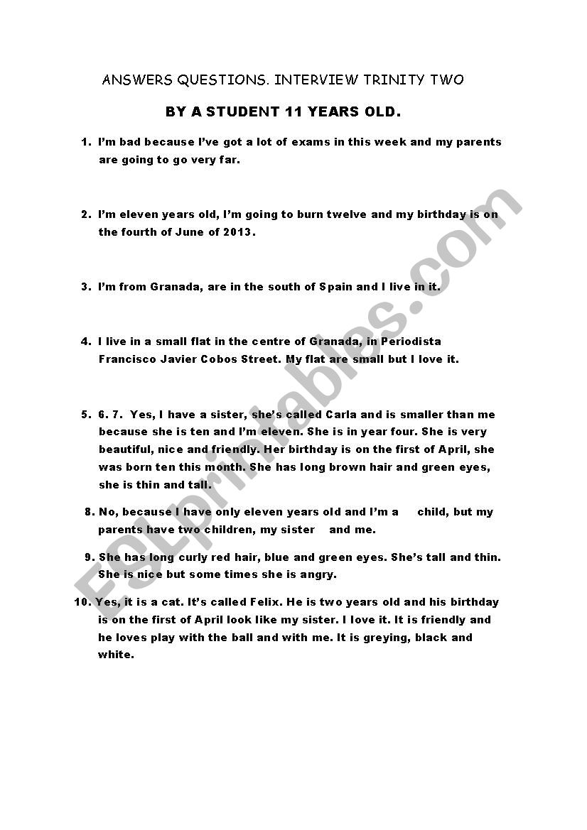 TRINITY GRADE 2   ANSWERS    WORKSHEET 