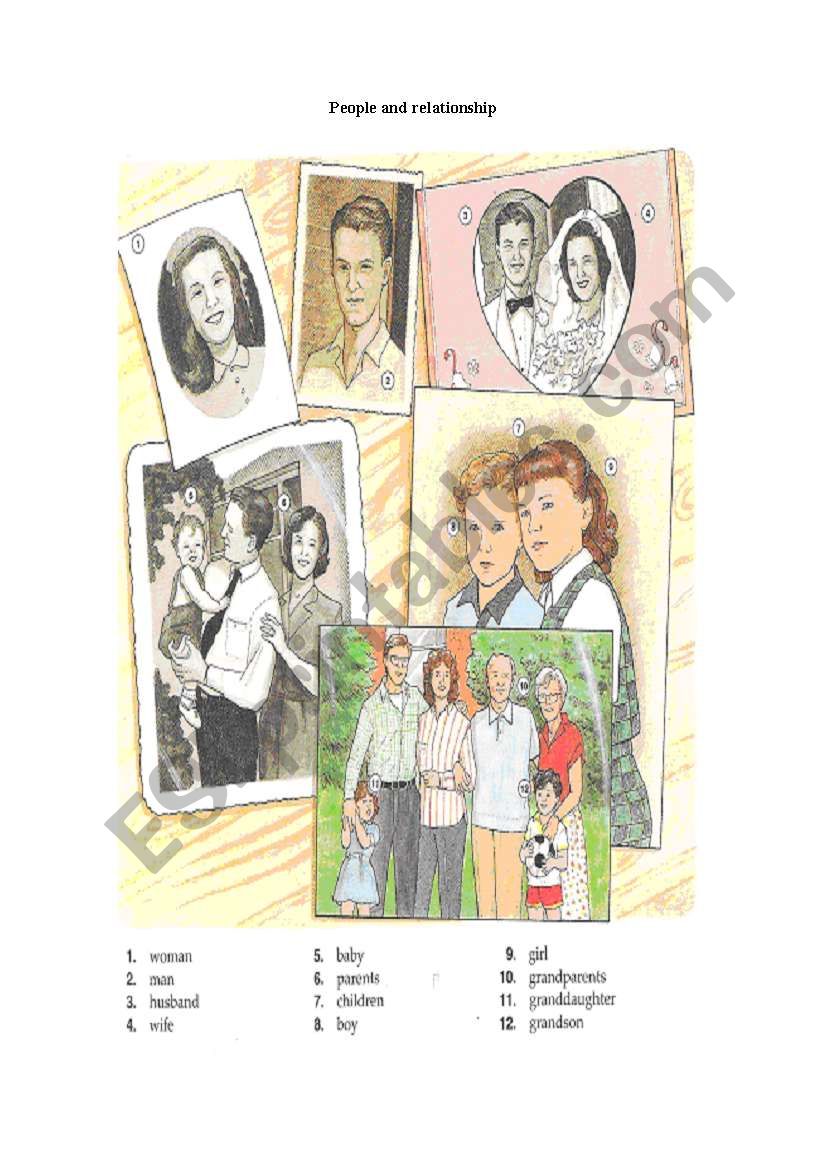 People and relationship worksheet