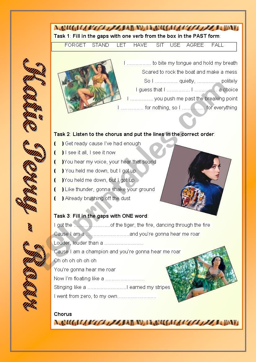 Katy Perry - Roar worksheet