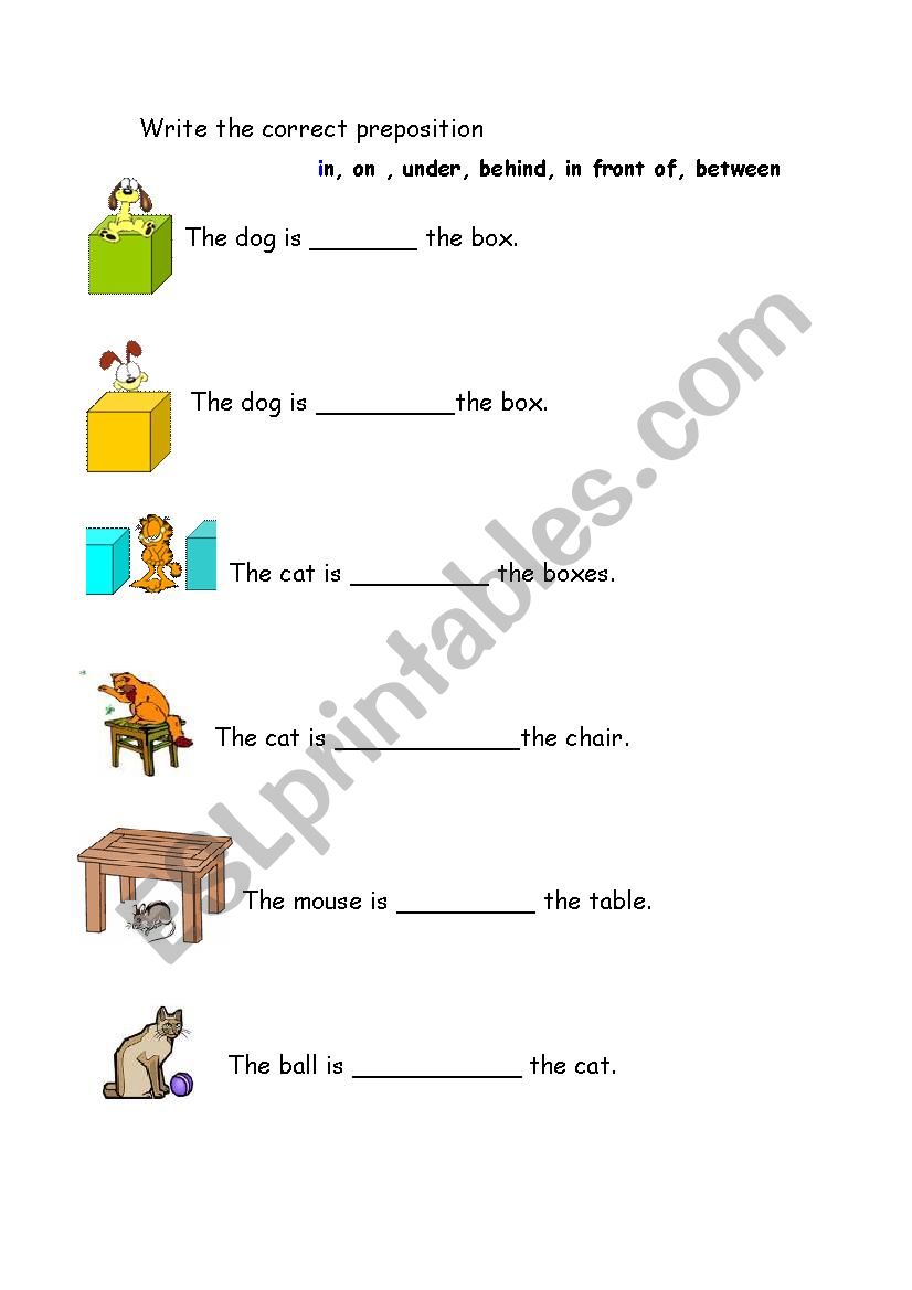 prepositions of place worksheet