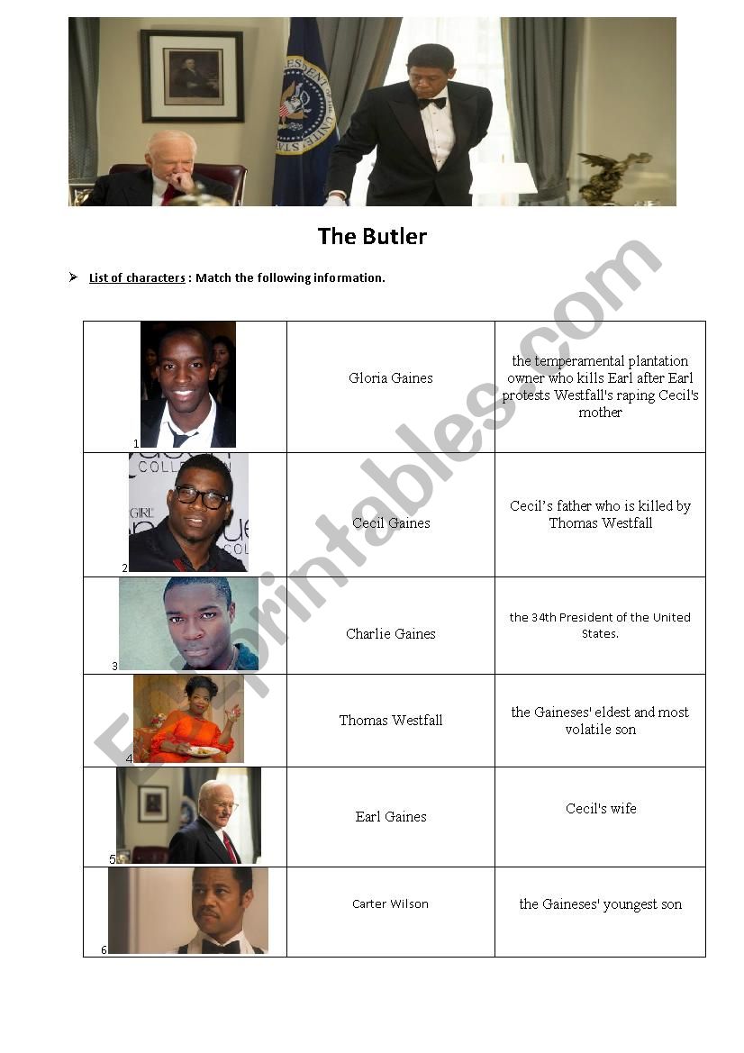 The Butler - PART 1 worksheet