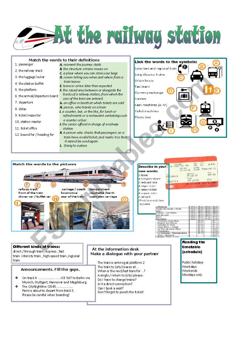 AT the railway station worksheet