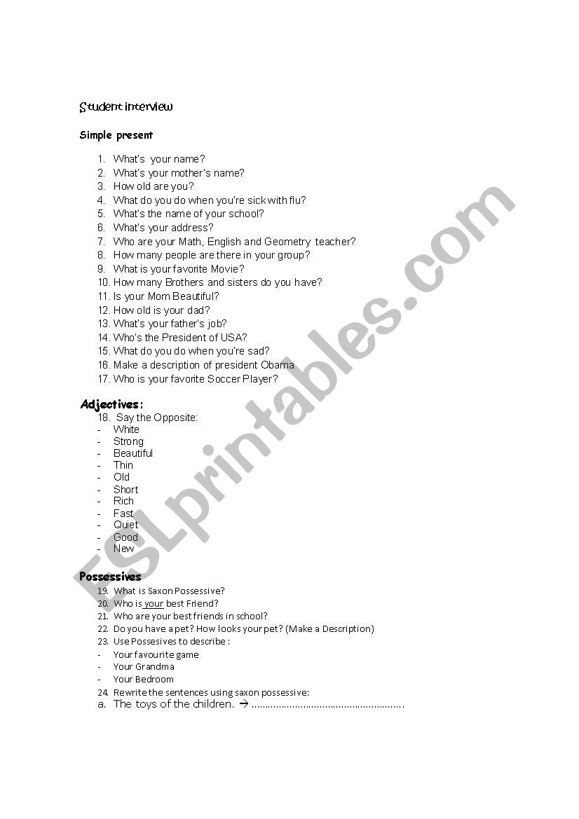 Interview worksheet