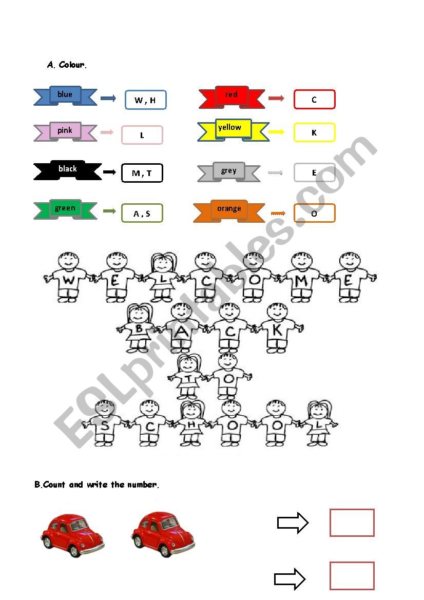 colours and days  worksheet