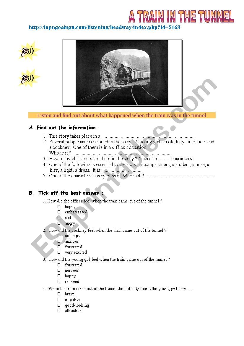 A train in the tunnel (LISTENING) + audio link and tapescript.