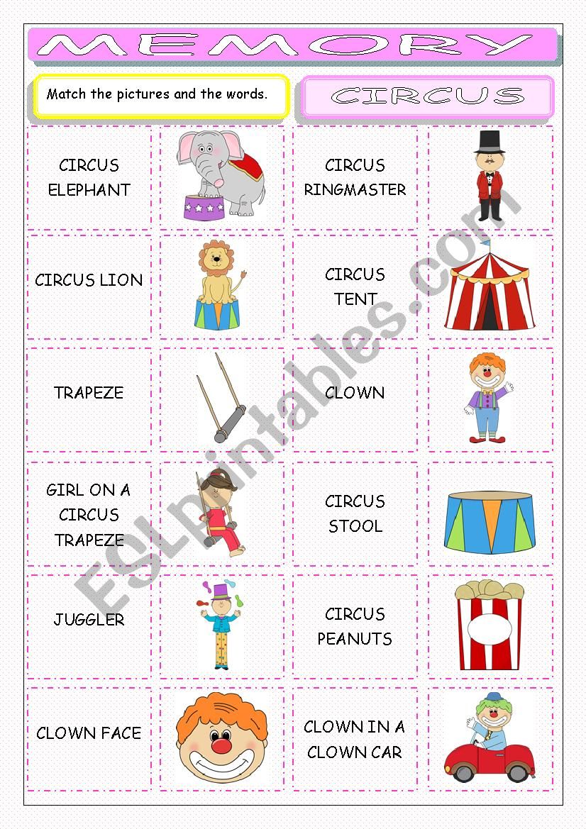 Circus Memory Game worksheet