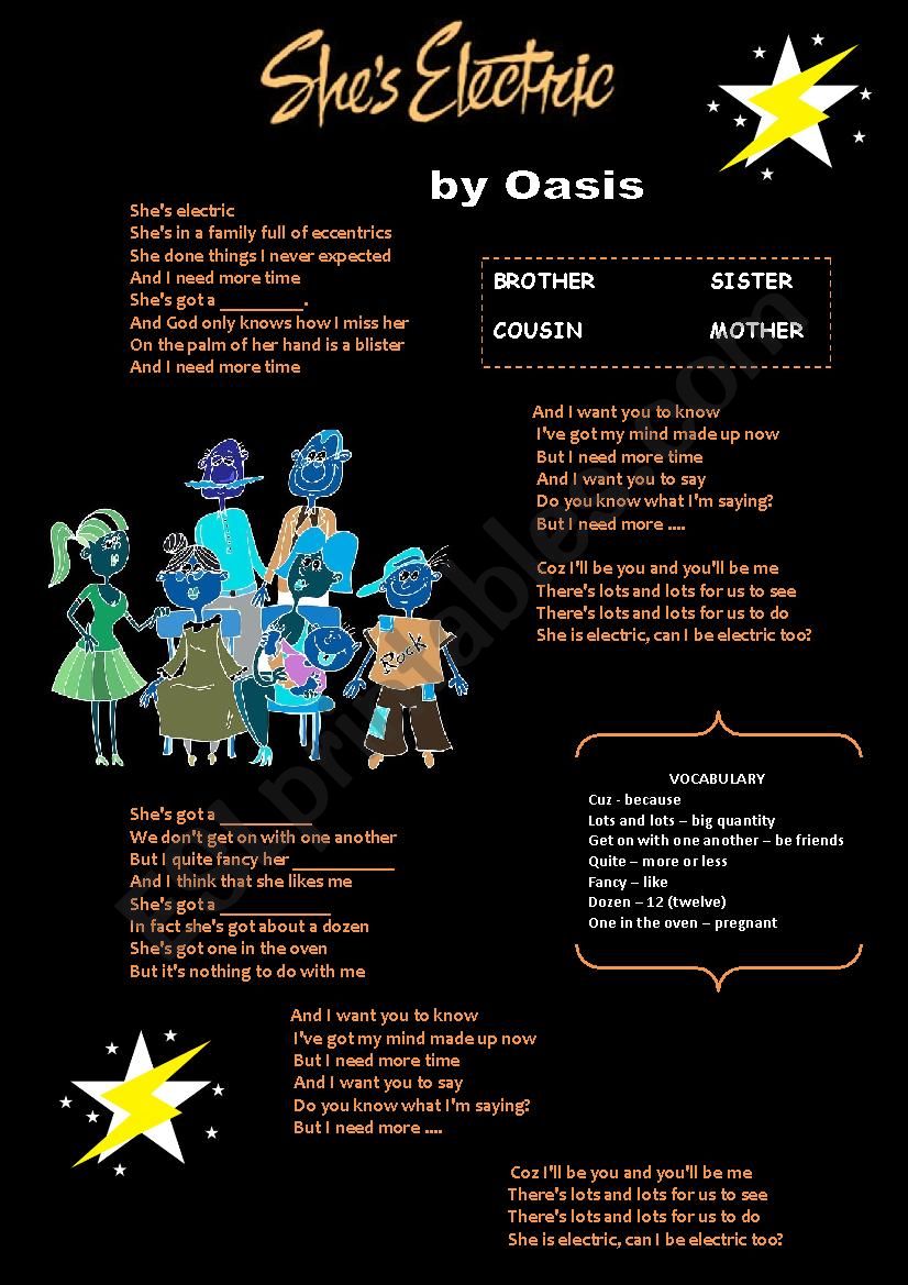 Family song worksheet