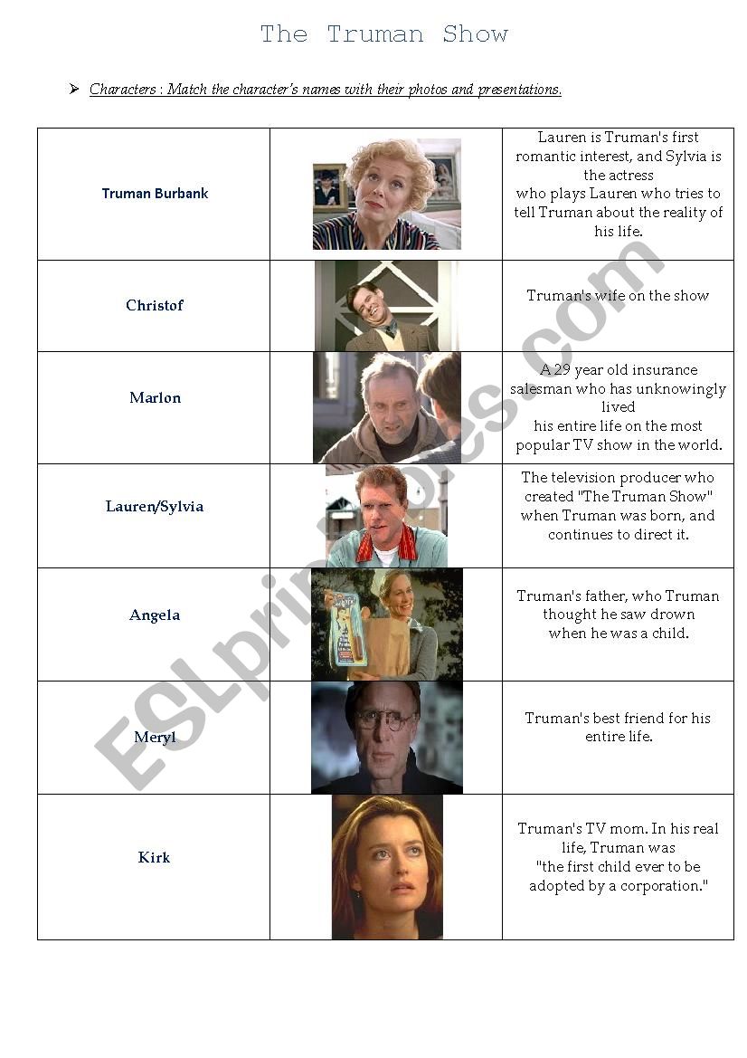 The Truman Show worksheet