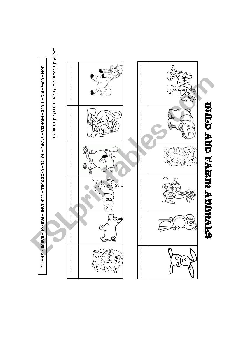 Farm and wild animals worksheet