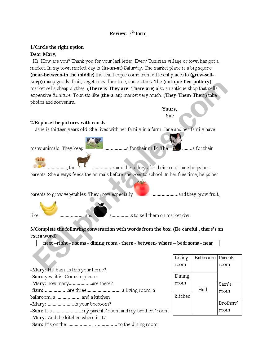 review 7th form worksheet