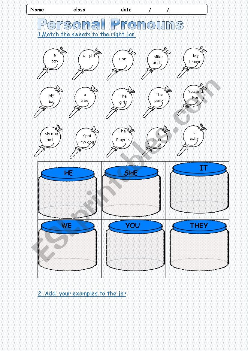 Personal Pronouns worksheet