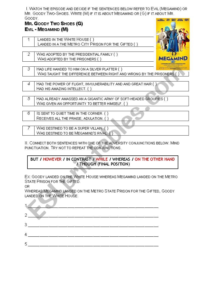 Megamind Handout worksheet