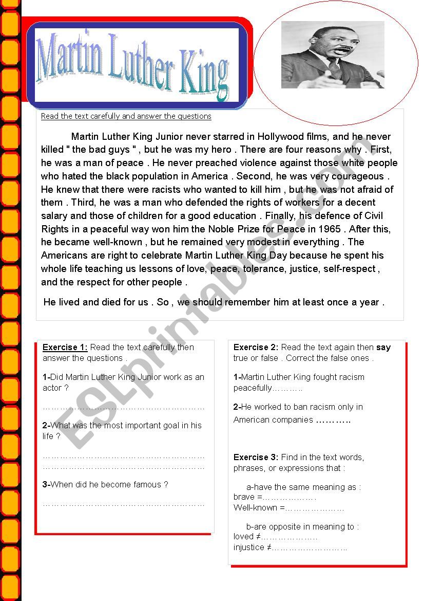 Martin Luther King  worksheet