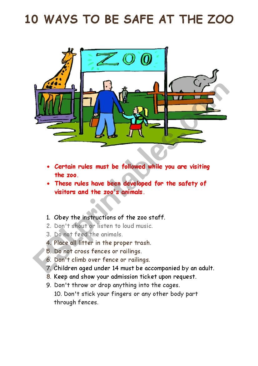 Zoo Rules for  Children worksheet