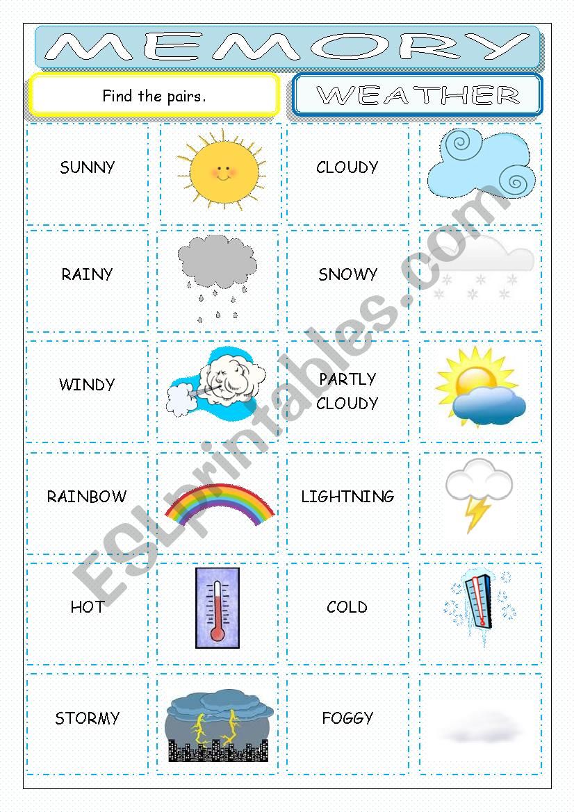 Weather Memory Game worksheet