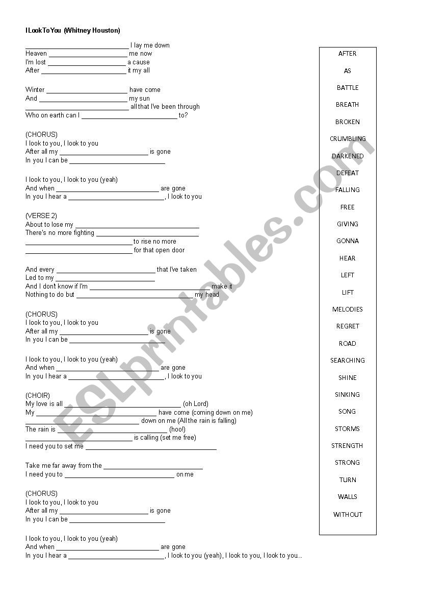 Song worksheet