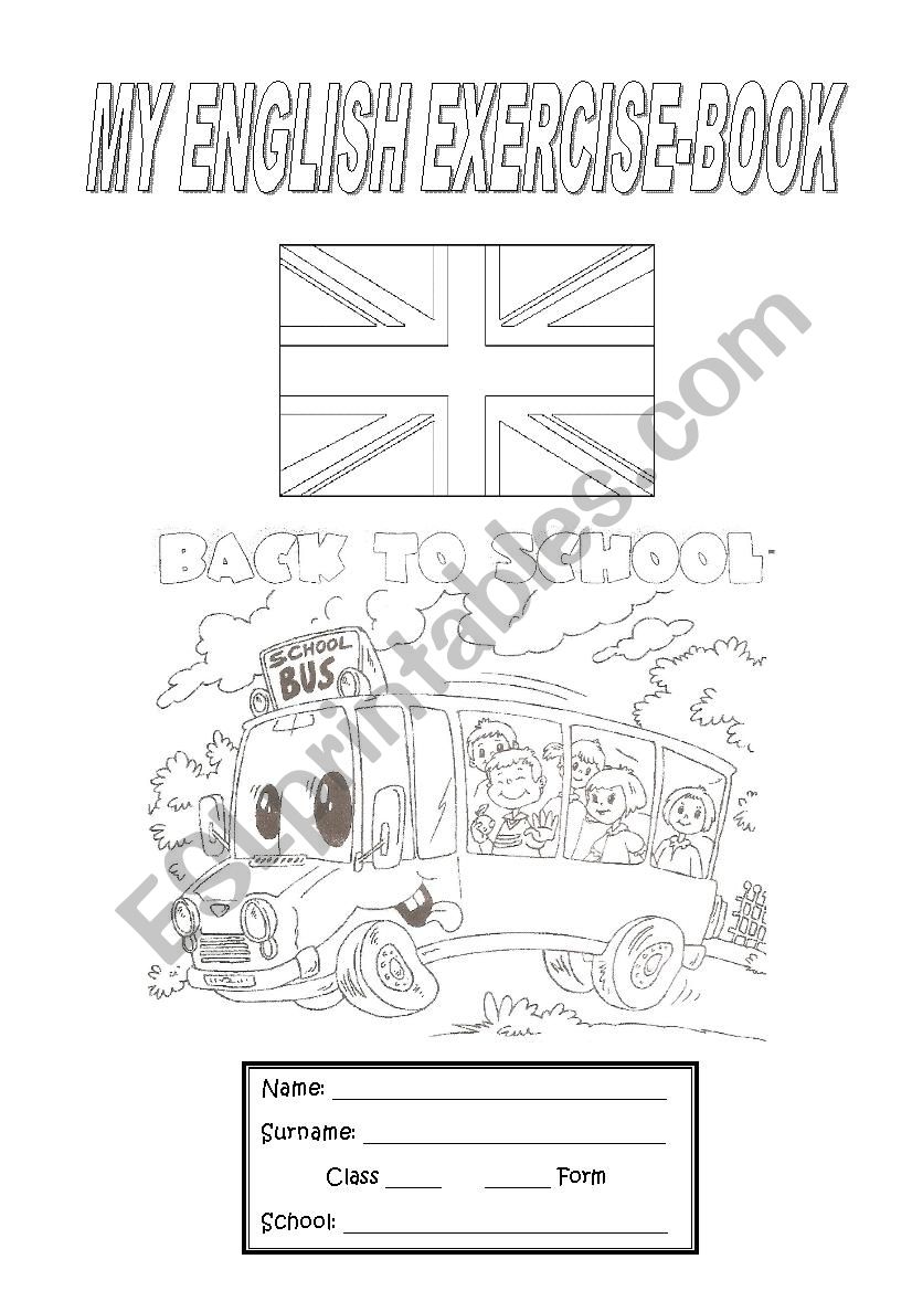 Exercise book cover worksheet
