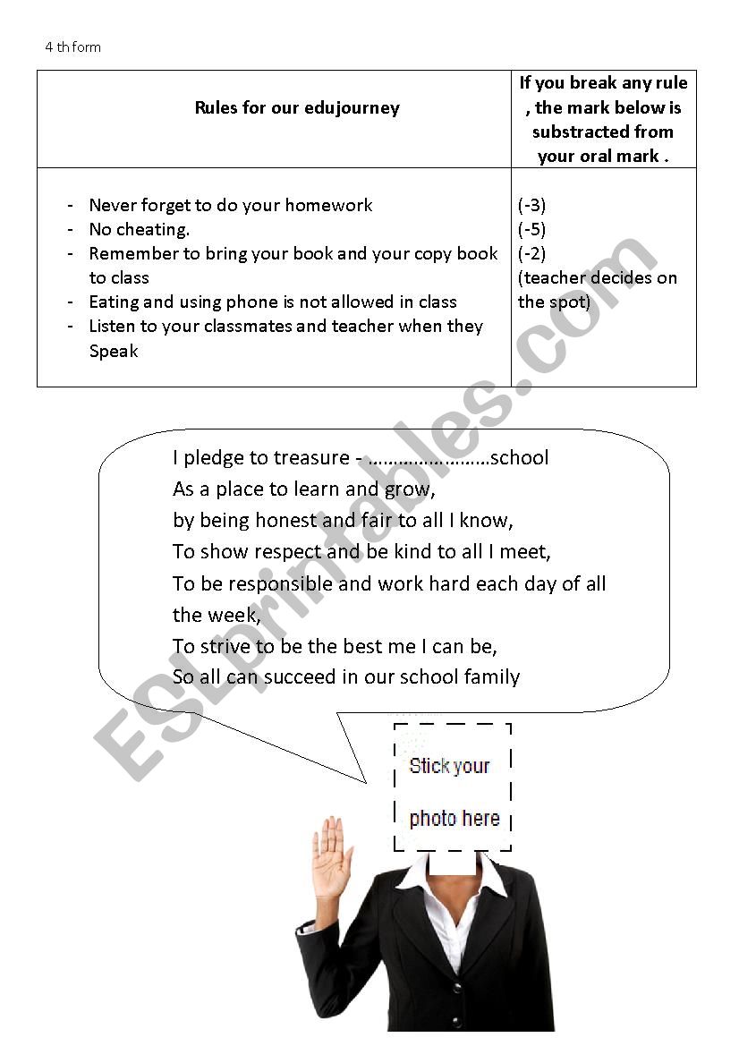 classroom code of conduct worksheet