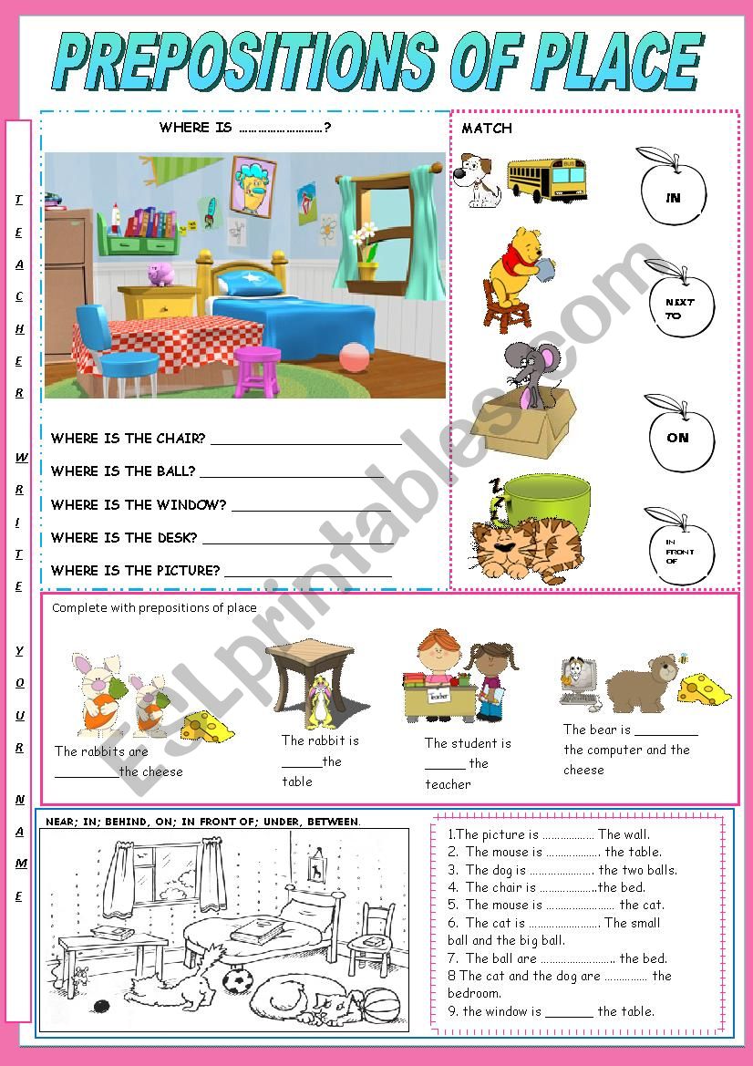 Prepositions of place worksheet