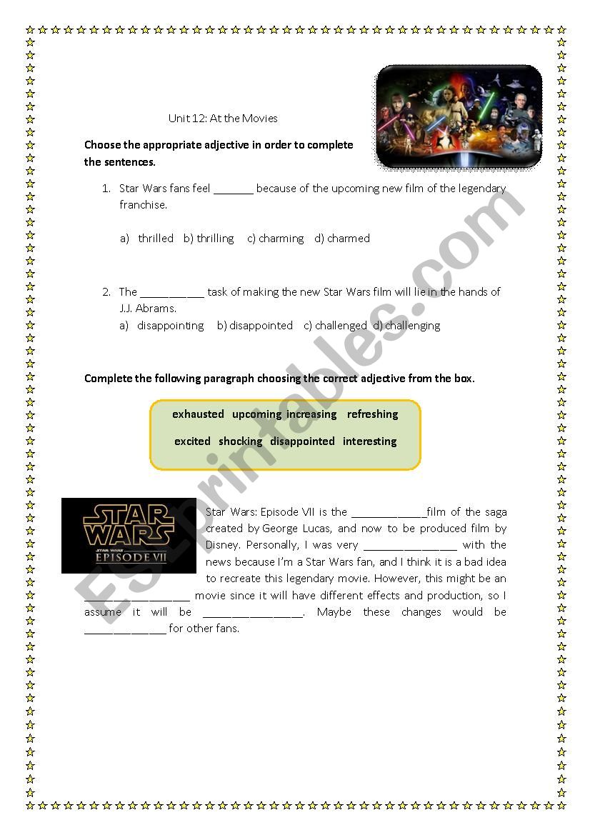 At the movies worksheet