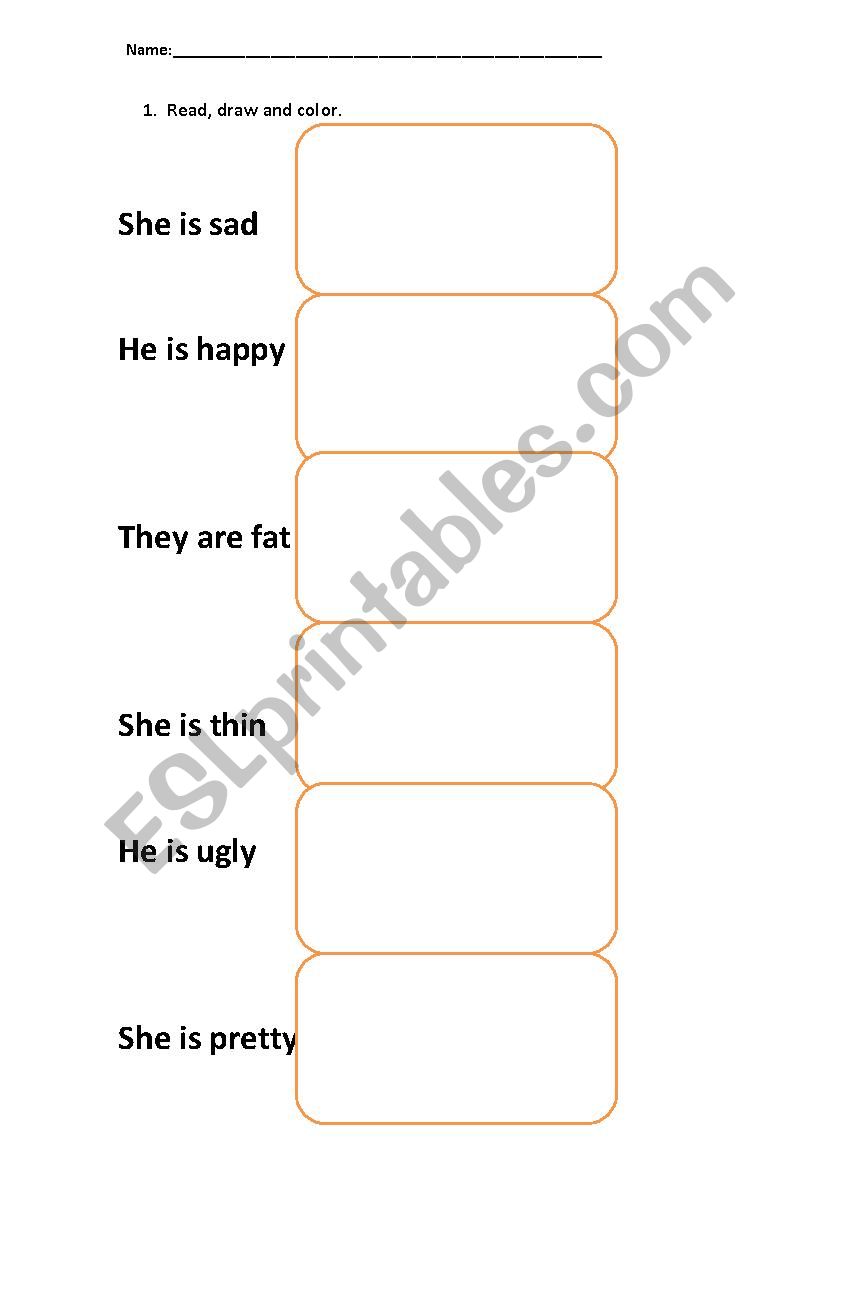 Feelings and appearance worksheet