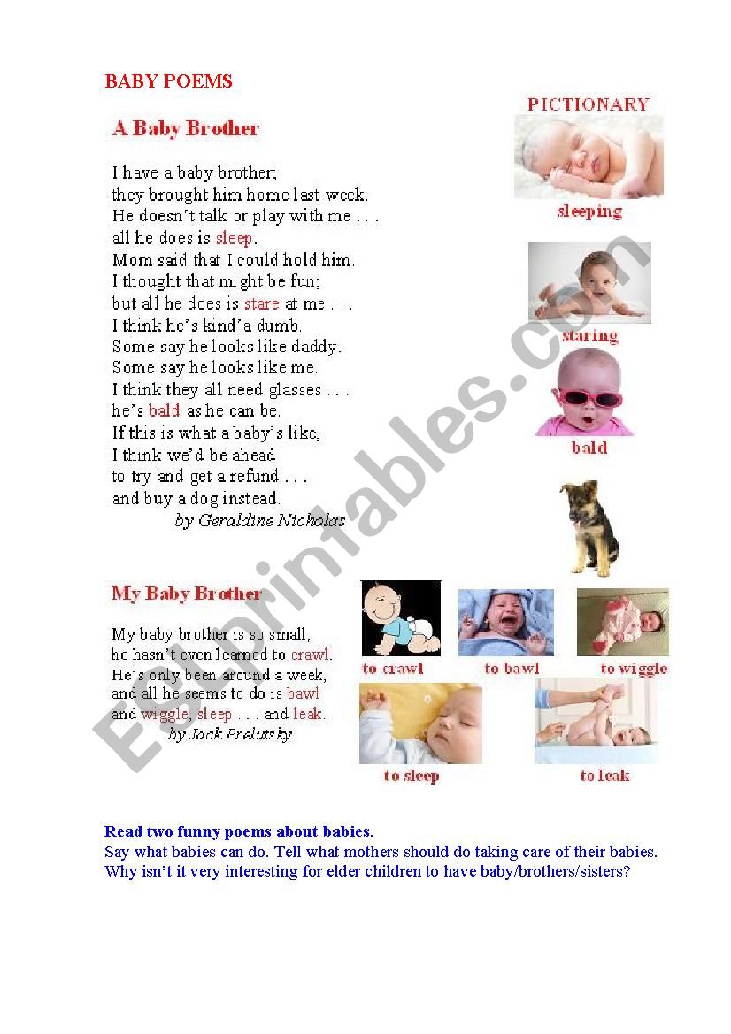 BABY POEMS worksheet