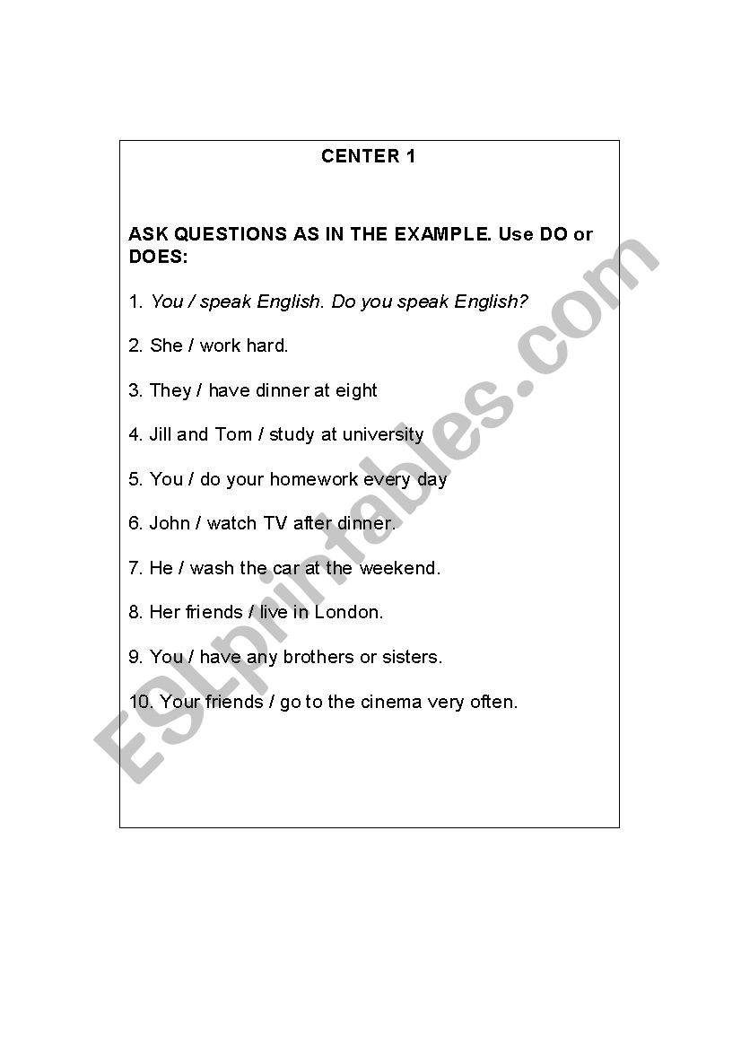 5 group activities worksheet