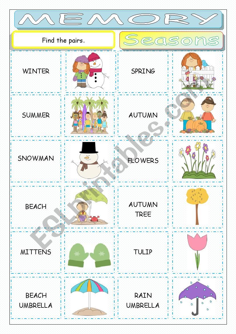 Seasons Memory worksheet