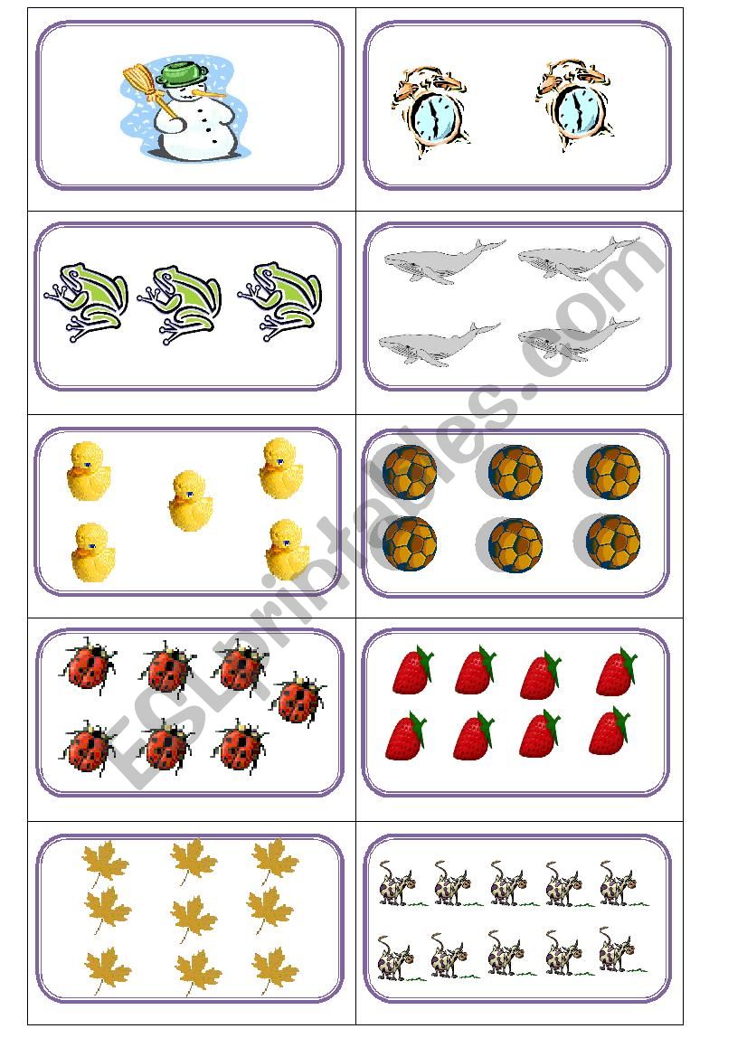 Numbers 1-10 flash-cards worksheet