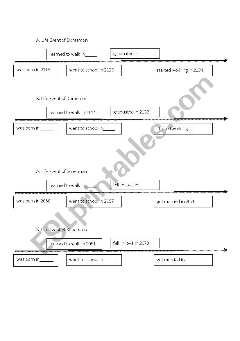 Life event--past tense practice