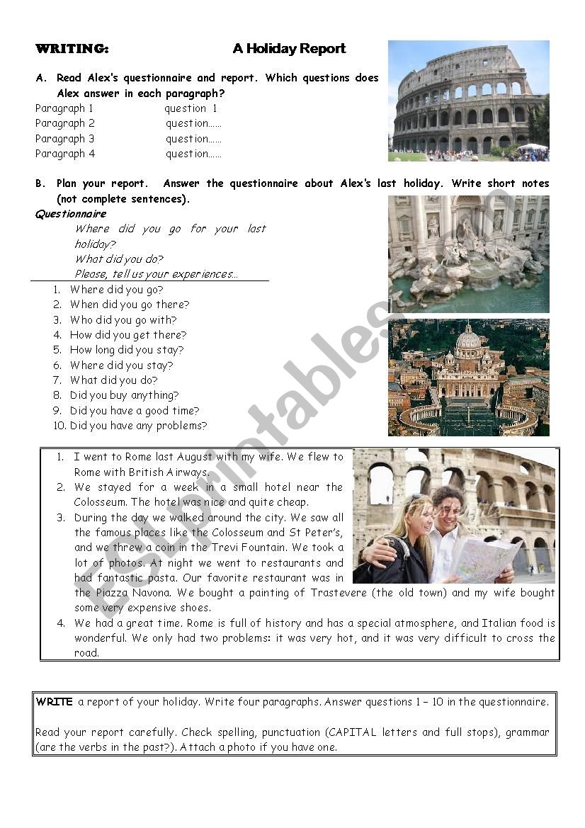 A holiday report worksheet