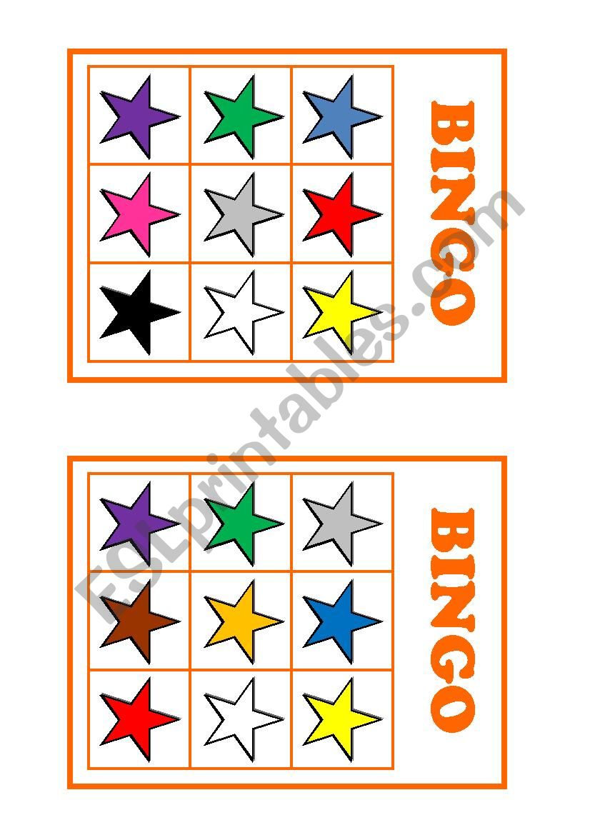 Colour bingo worksheet