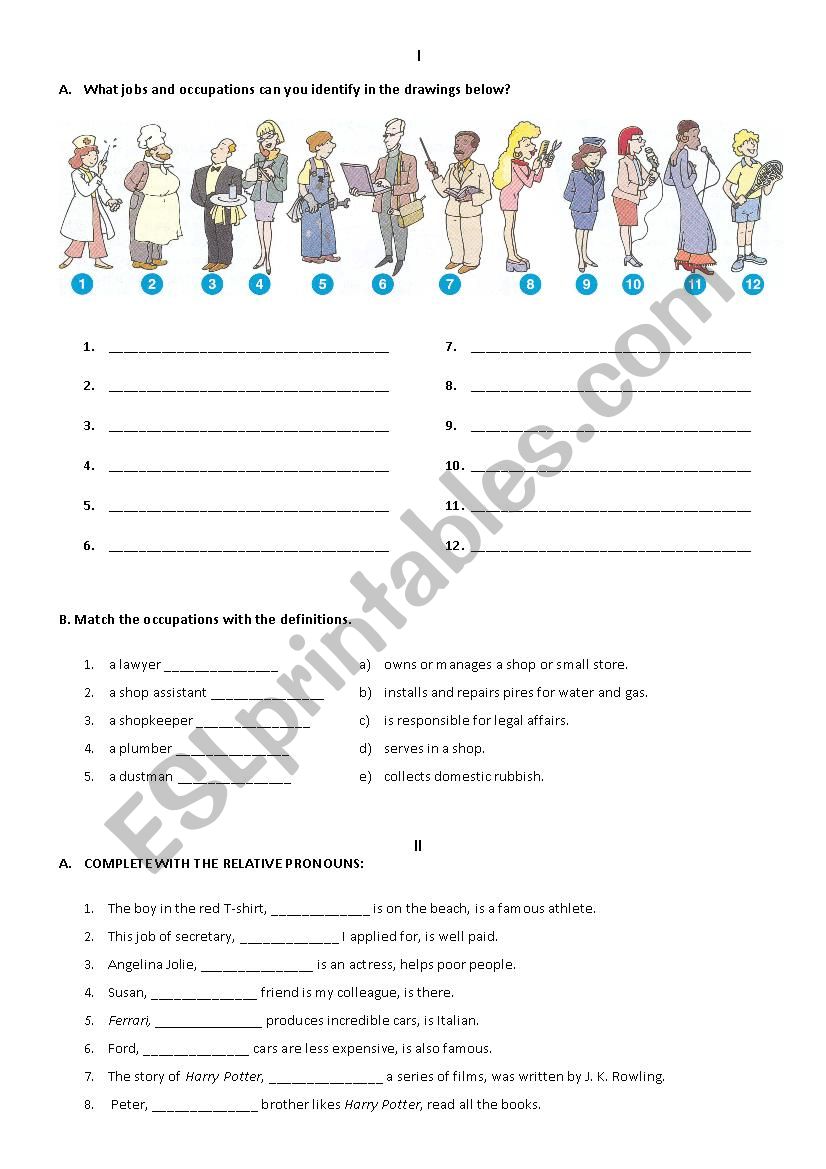 Test - Jobs worksheet