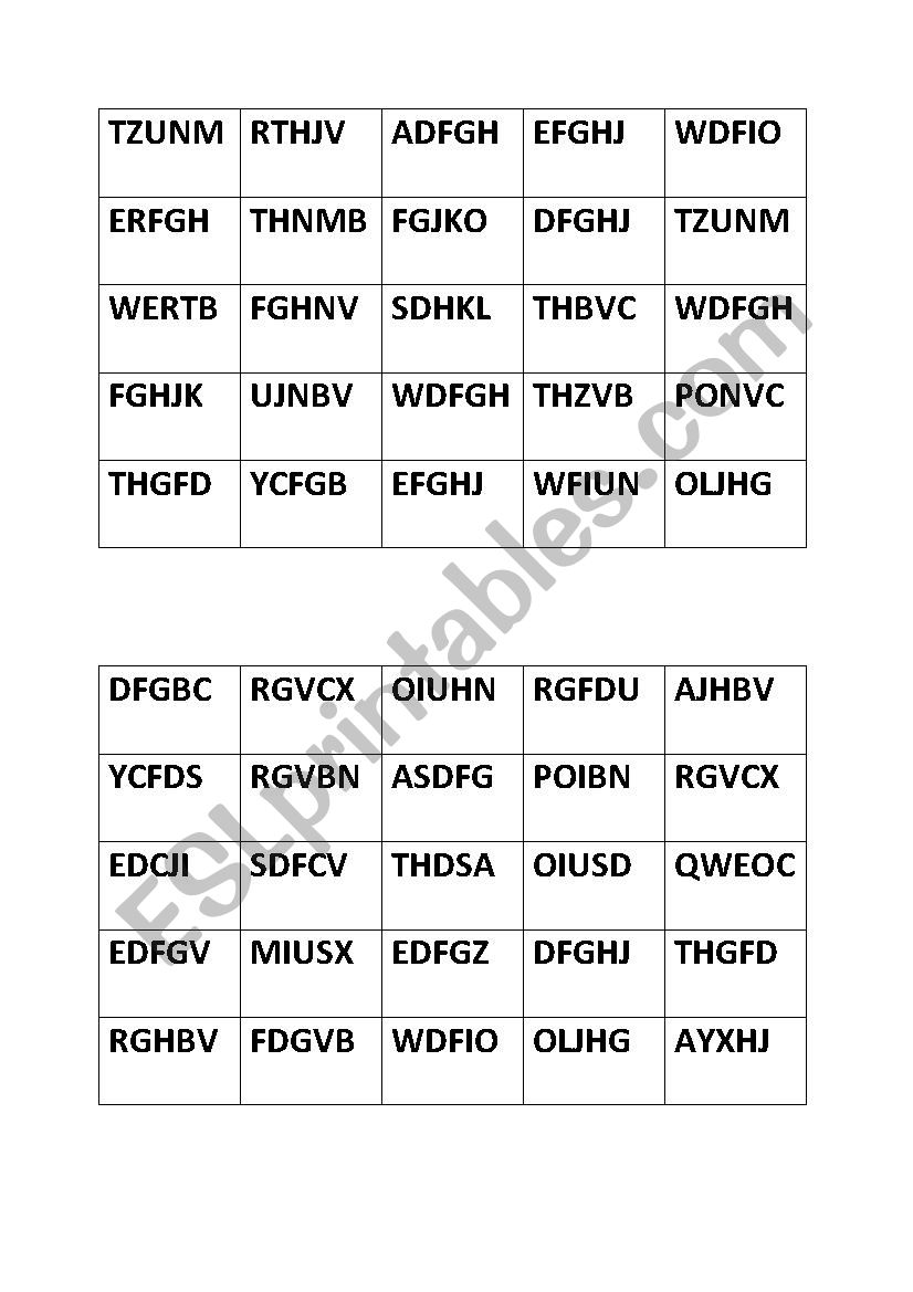 Bingo - the English alphabet - spelling practice