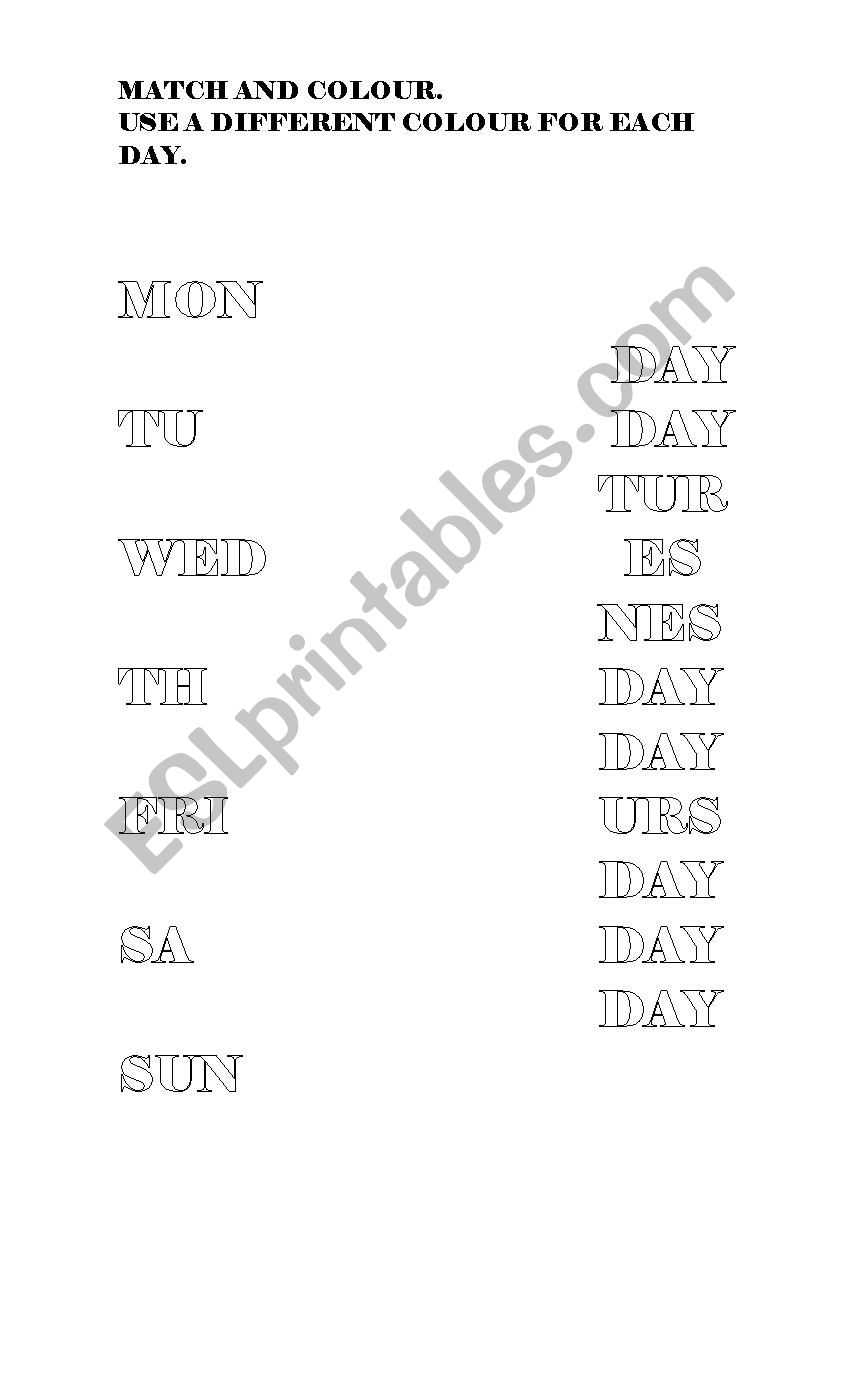 Days of the week worksheet