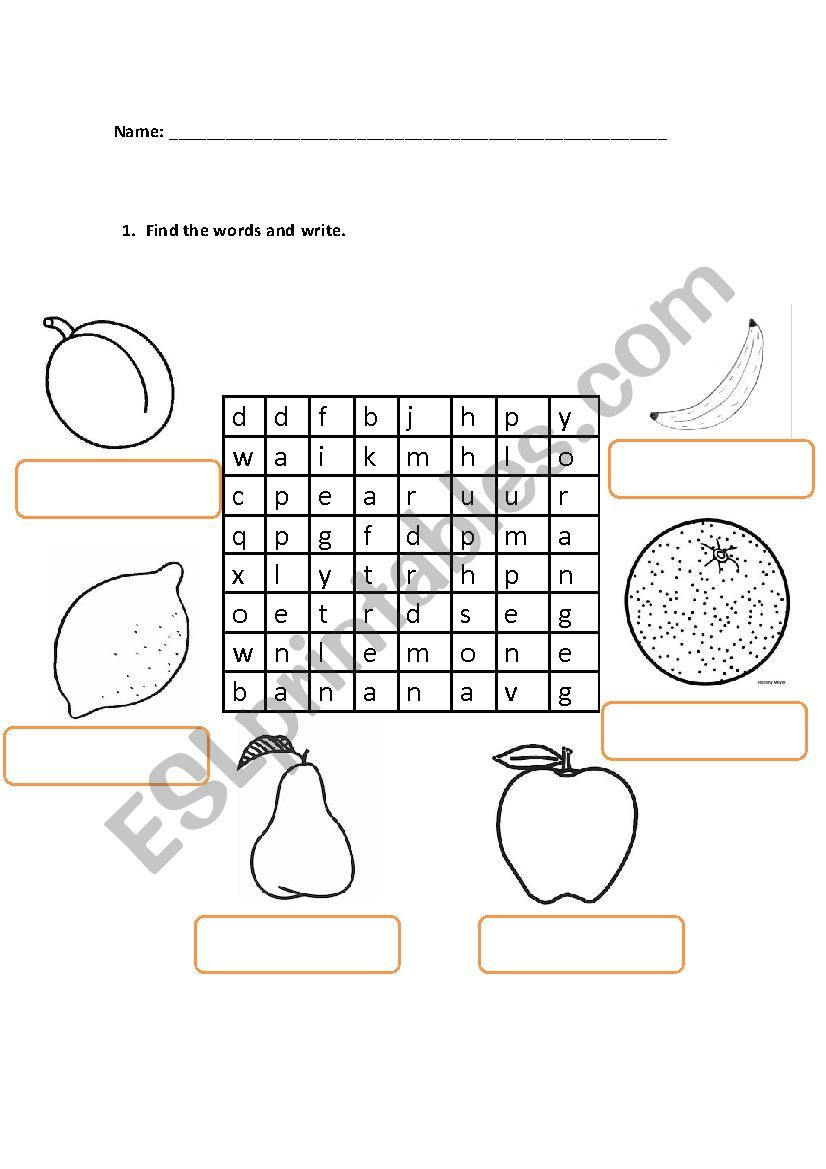 Fruits  worksheet