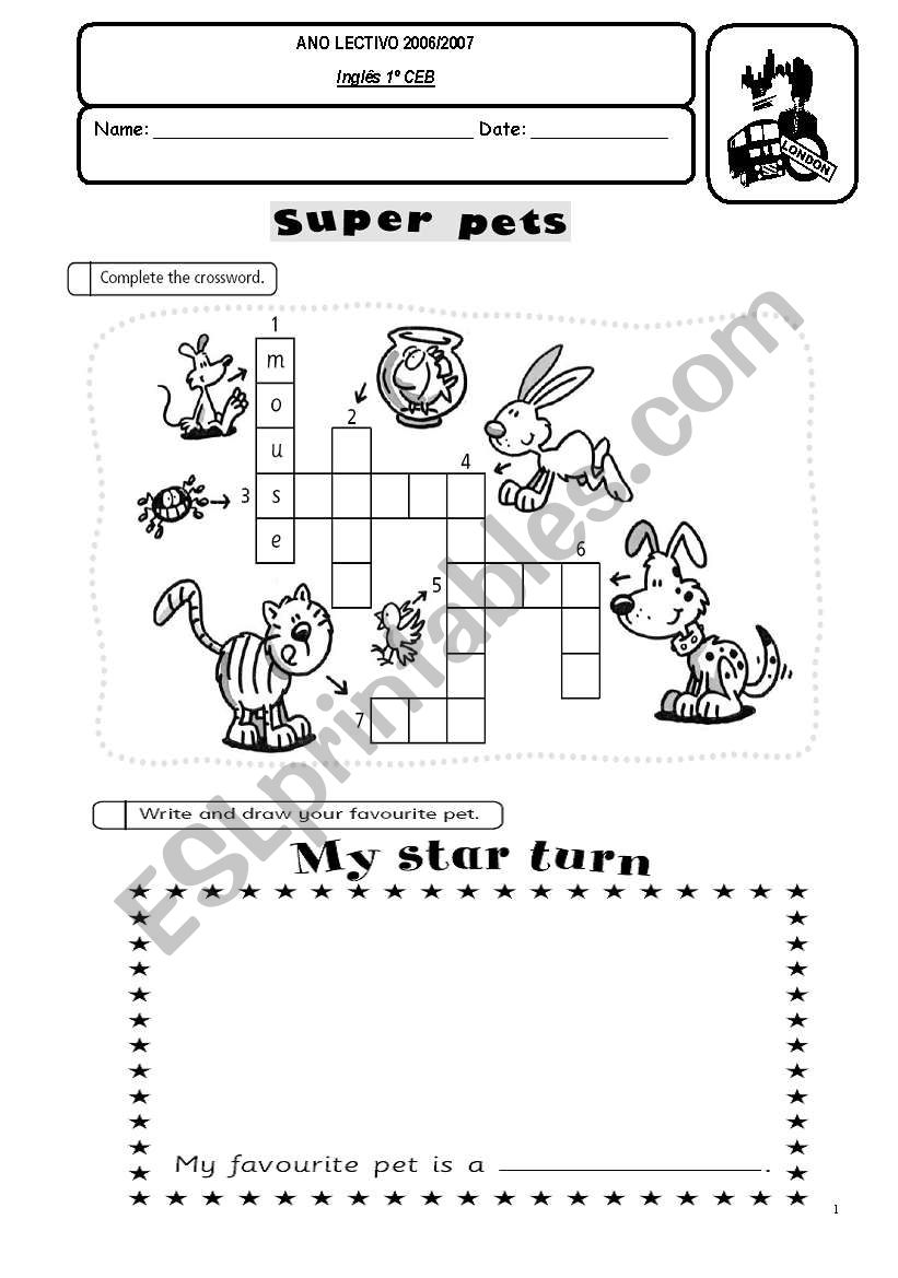 Super Pets worksheet