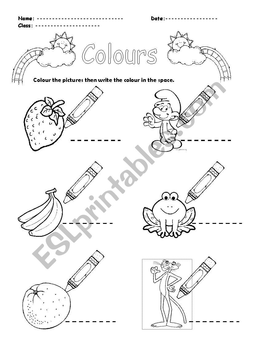 Colours worksheet