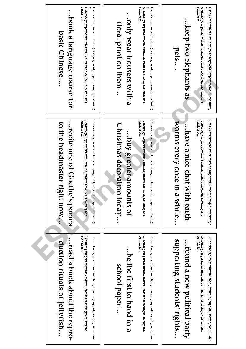 Funny argumentation worksheet