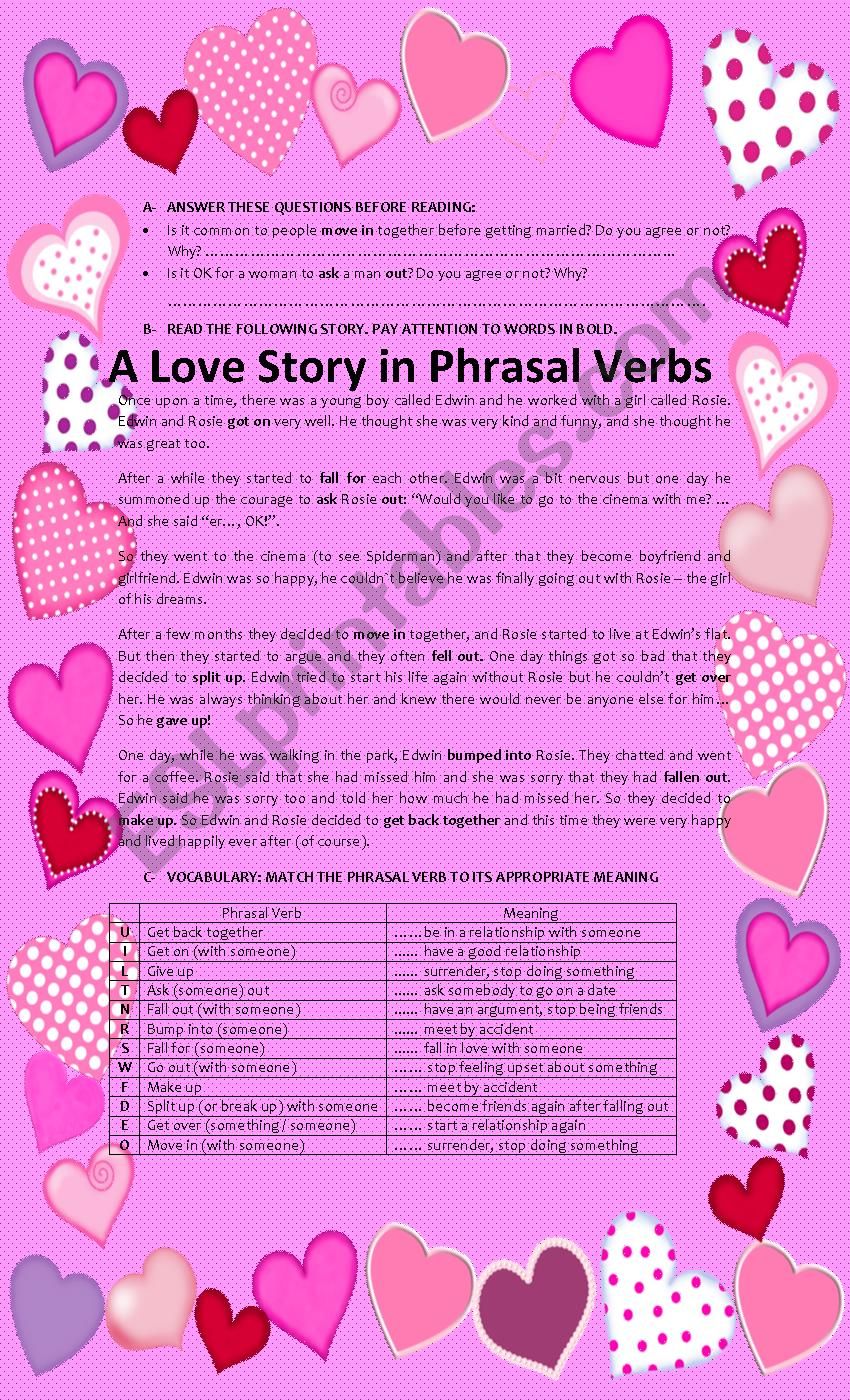 A Love Story worksheet