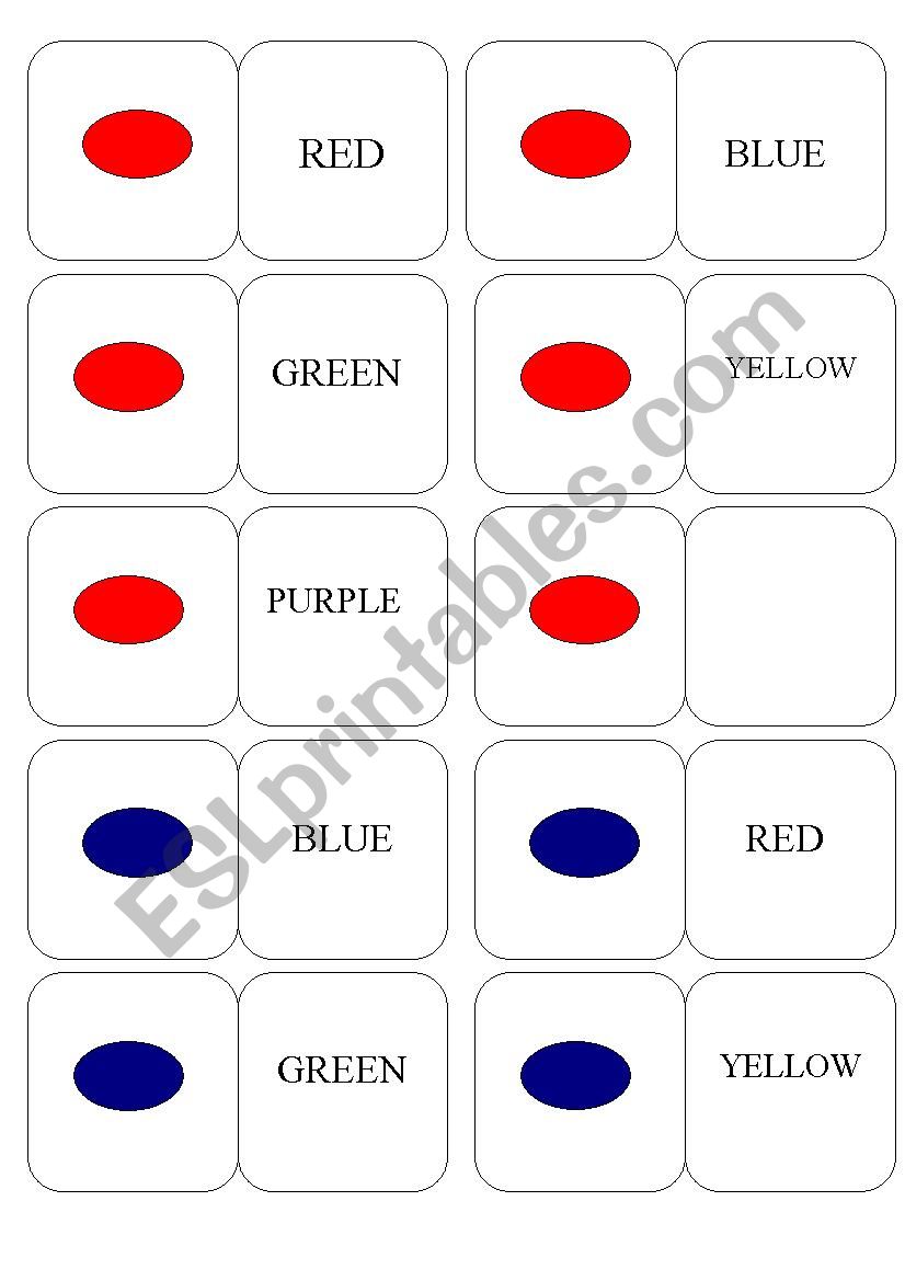 colours domino worksheet