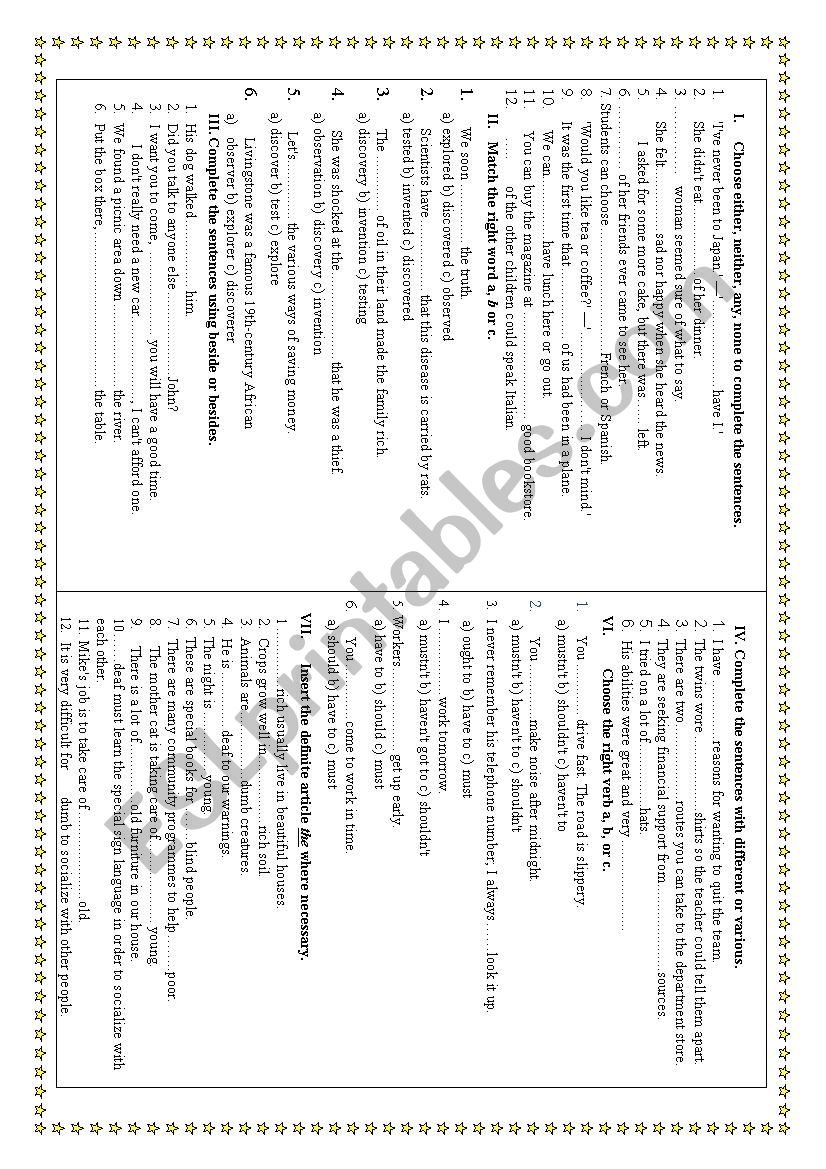 Test for 9-grade pupils worksheet