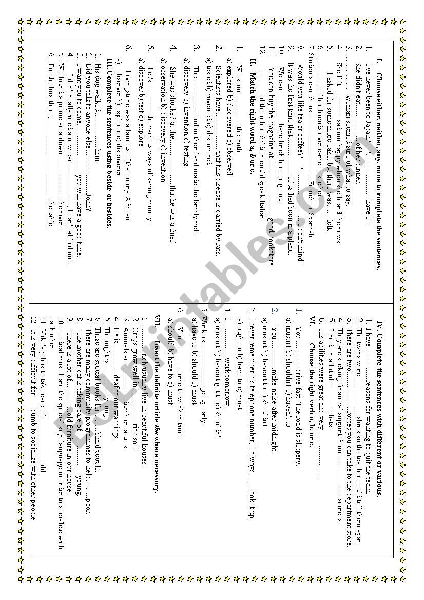 Test for 9-grade pupils worksheet