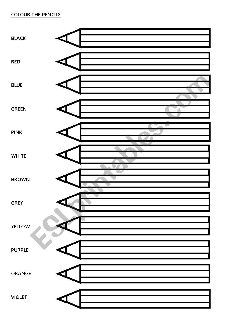 Colour the pencils worksheet