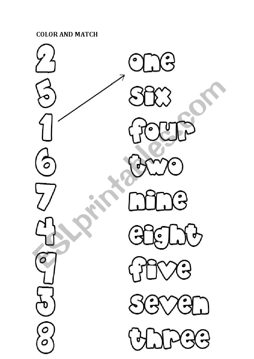 Numbers 1 to 9 worksheet