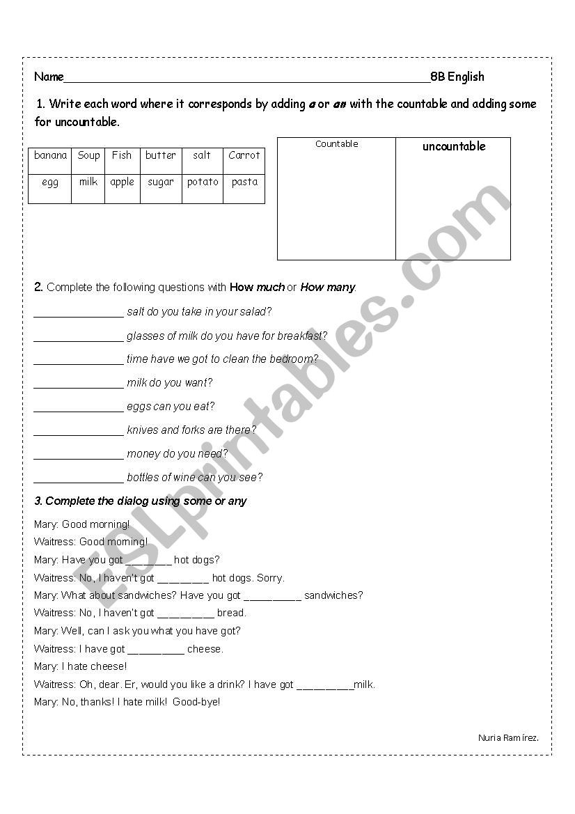 countable exercises worksheet