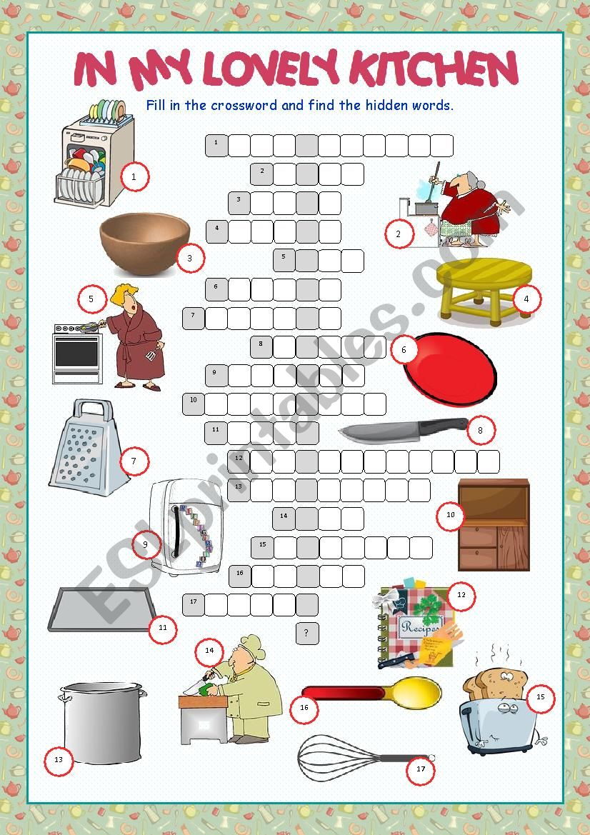 Kitchen Crossword Puzzle worksheet