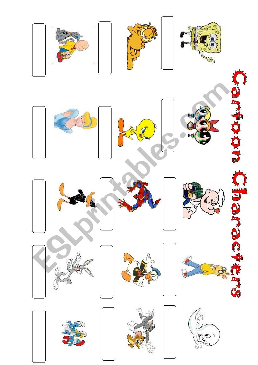 cartoon characters worksheet